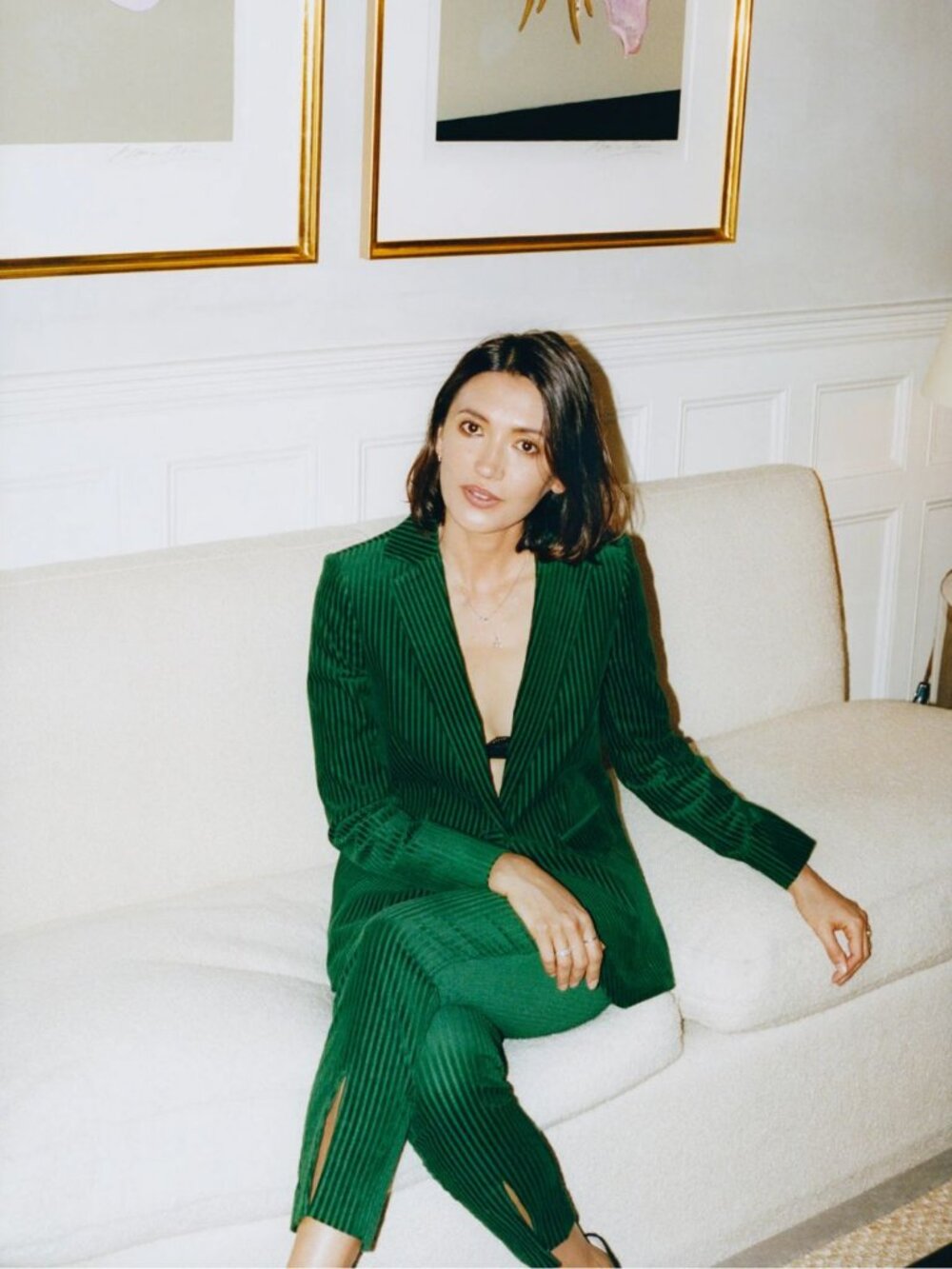 Frame Denim Fine Variegated Blazer Green Size 2